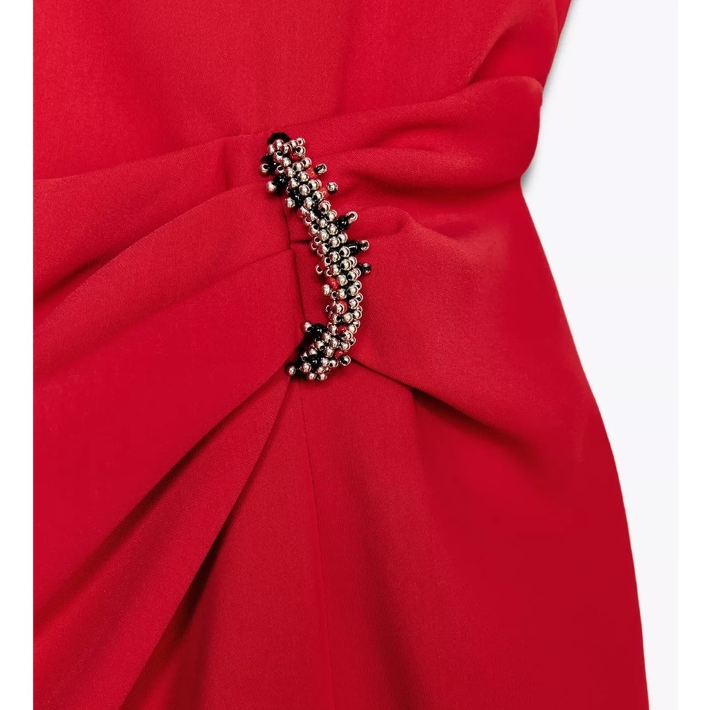 NWT Zara Midi Dress Red With Hardware Rouge Rare Small New 3897/100 Maxi Long - Picture 9 of 14